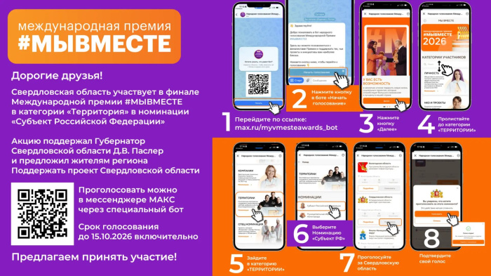 Свердловская область в финале Международной премии #МЫВМЕСТЕ!